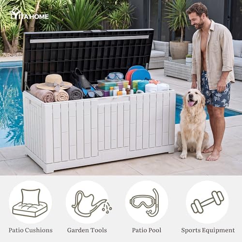 YITAHOME Large Deck Box 120 Gallon Resin Outdoor Storage Box