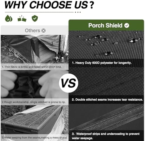 Porch Shield Patio Deck Box Cover (Upgrade), 50 x 25 x 24 inches, Black