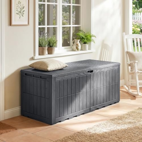 Tangkula 180 Gallon Outdoor Storage Box with Lockable Lid