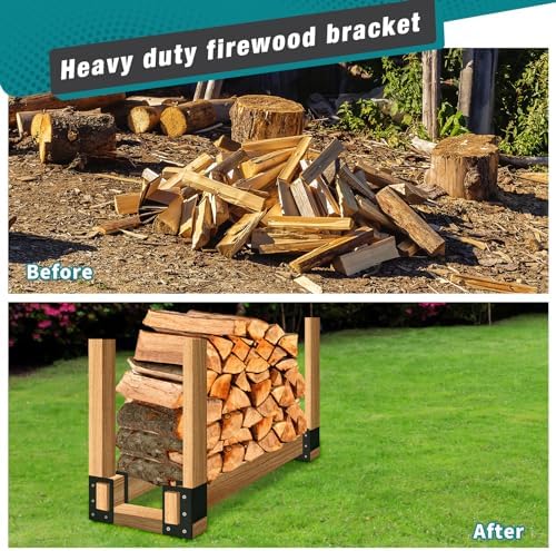 Firewood Log Storage Holder 8 Pack,Firewood Rack Brackets