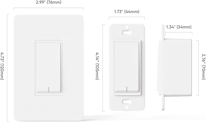 TREATLIFE Smart Light Switch Single Pole Works (4 Pack)