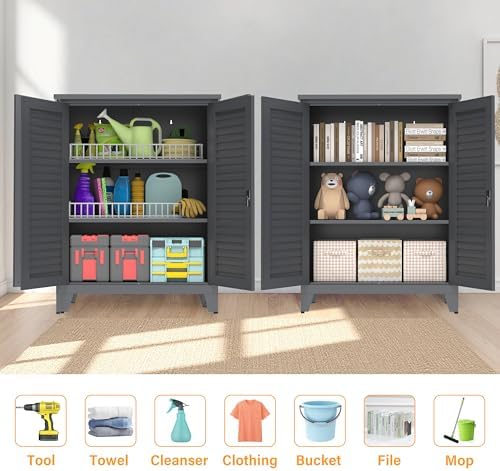 RYH 47.2” Tall Metal Outdoor Storage Cabinet(47.2" H × 35.4" W ×17.7" D)