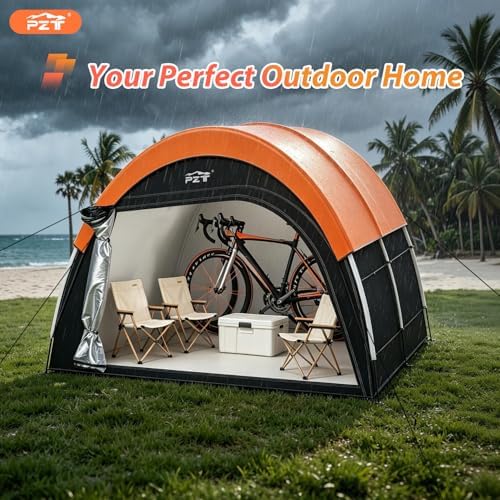Upgraded Bike Tent with Rain Cover, Outdoor Storage Shed for 6-10 Bikes