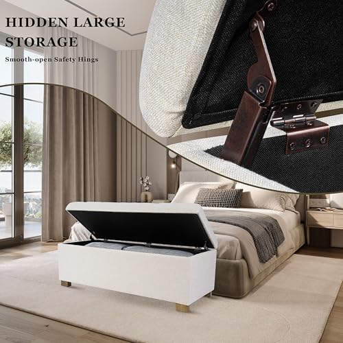 Spatial Order 46" Tufted Storage Bench - Cream