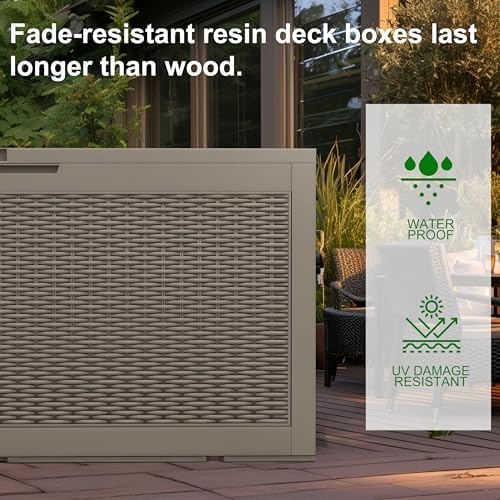 120Gal Outdoor Storage Box Waterproof Lockable Deck Box
