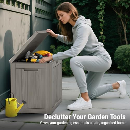 Mars Villa 45 Gallon Deck Box, Outdoor Storage Box, Outside Bin, Grey