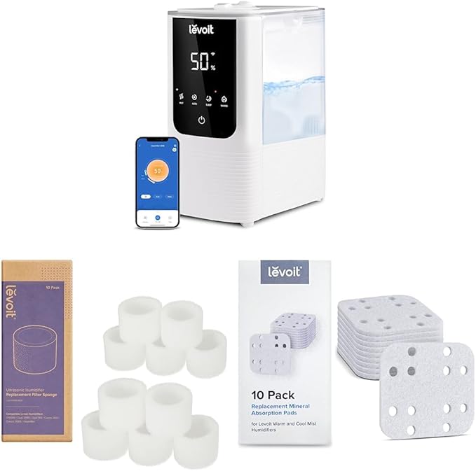 LEVOIT OasisMist Smart Cool and Warm Mist Humidifiers & 10-Pack Top Fill
