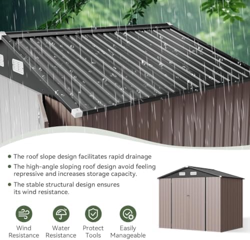 Aoxun 8x6 FT Shed Outdoor Storage Shed with Floor Brown