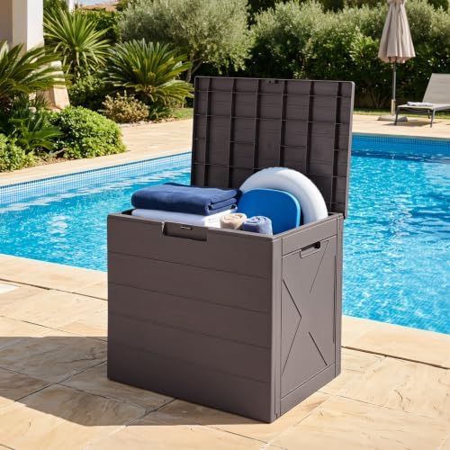 Tangkula 25 Gallon Outdoor Storage Box with Lockable Lid