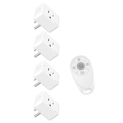 Greencycle Remote Control Outlet, Wireless Light Switch and 4 Outlet Plugs