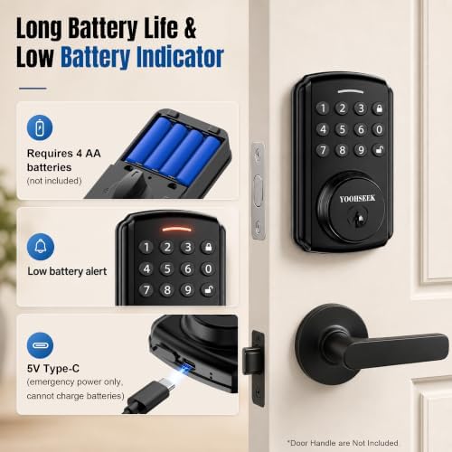 Electronic Keypad Deadbolt, Keyless Entry Door Lock,Keyless Deadbolt for Bedroom,Closet, Storage Room,Back Side Door,Residential Interior Doors, Apartments&Rental Houses,Easy Install,Black