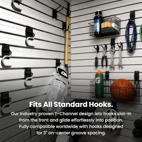DLDIRECT DiamondLife Aluminum Slatwall Panel Garage Wall Organizer Heavy Duty Wall Mounted Slat Wall Rack, Interlocking Paneling for Garage Wall Slat Board Storage System - Black (2'H x 4'W)
