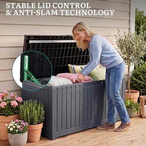 YITAHOME Large Deck Box 120 Gallon Resin Outdoor Storage Box