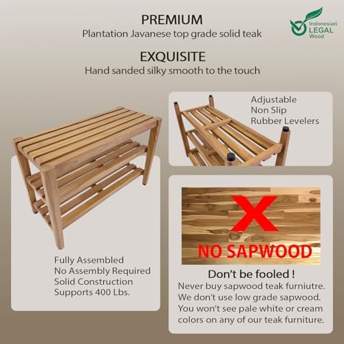 Asta Select Solid Teak 27" Shoe Rack Bench