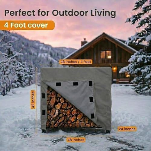 4 Log Rack Cover 4ft, 4 Feet, Grey