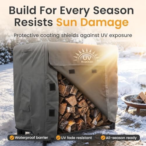 4 Log Rack Cover 4ft, 4 Feet, Grey