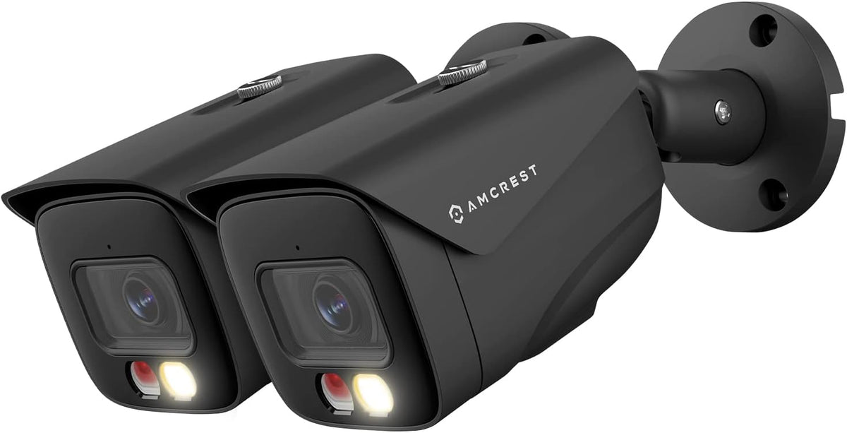 Amcrest 2-Pack UltraHD 4K IP PoE AI Camera, FOV 129°, 49ft Color Nightvision, Security Outdoor Bullet Camera, Human & Vehicle Detection, Active Deterrent, 4K @15fps, 2PACK-IP8M-2796EB-AI (Black)