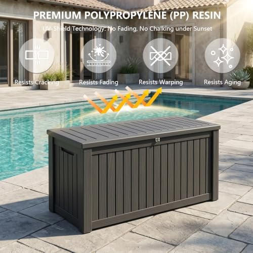Outdoor Storage Box,180 Gallon Waterproof Deck Box [Upgraded 3.0]