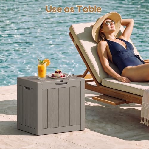 NUNU LAB 35 Gal Outdoor Storage Box Waterproof Lockable,Deck Box,Grey