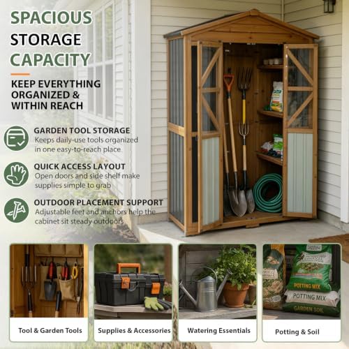 Gowoodhut Large Outdoor Storage Cabinet Tool Shed with 6 Adjustable Shelves