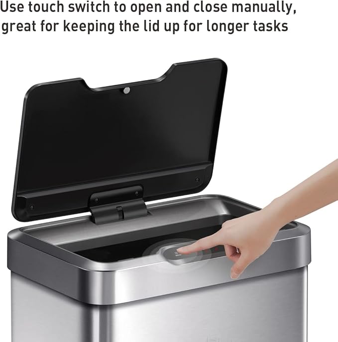 EKO Mirage-T 50 Liter / 13.2 Gallon Touchless Rectangular Motion Sensor Trash