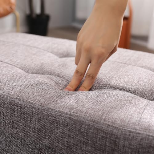 Storage Ottoman Bench Foldable Footrest Foot Stool, 45" Fabric Beige