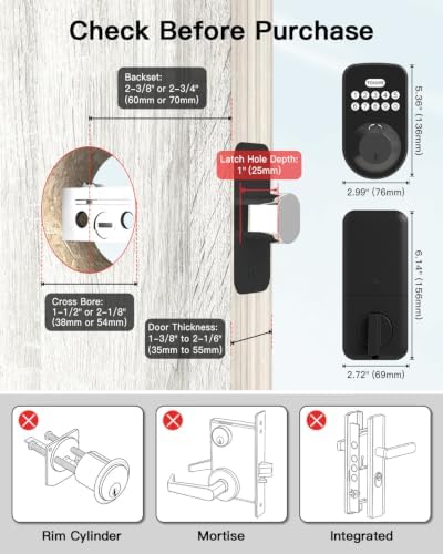TOLOYE WiFi Keyless Entry Smart Lock Fingerprint Deadbolt for Front Door