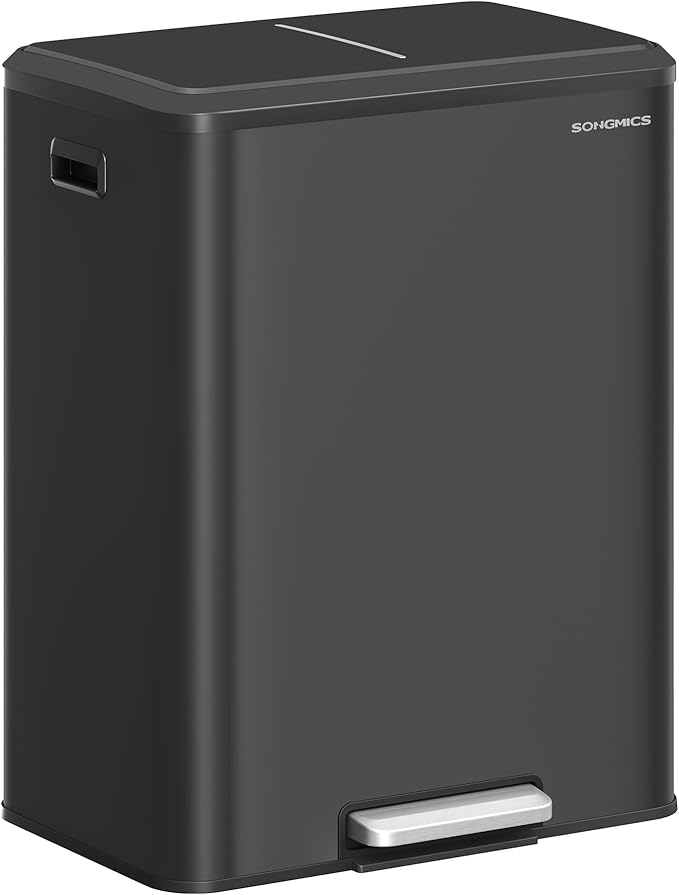 SONGMICS Trash Can, 2 x 8 Gallon Double Garabge Can