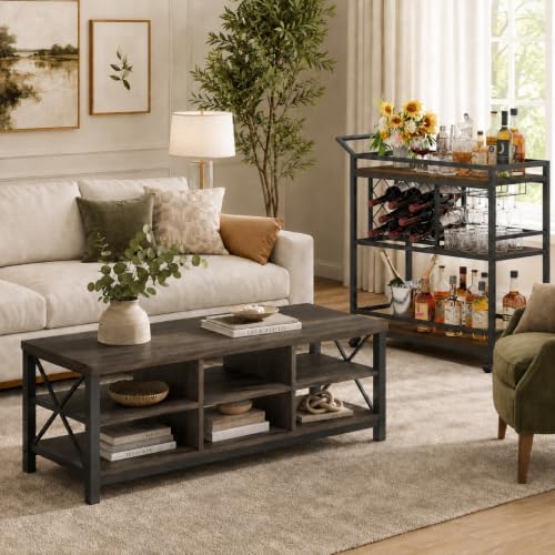 FATORRI Industrial Shoe Bench with Storage, Rustic Entryway Bench