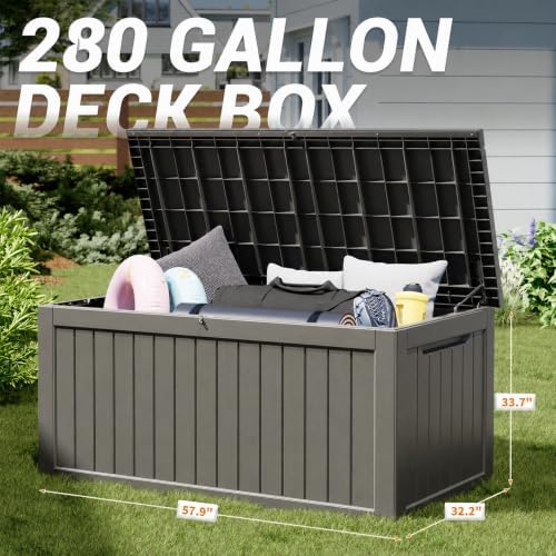 KAMABOKO 280 Gallon Outdoor Storage Box Waterproof Deck Box for Patio