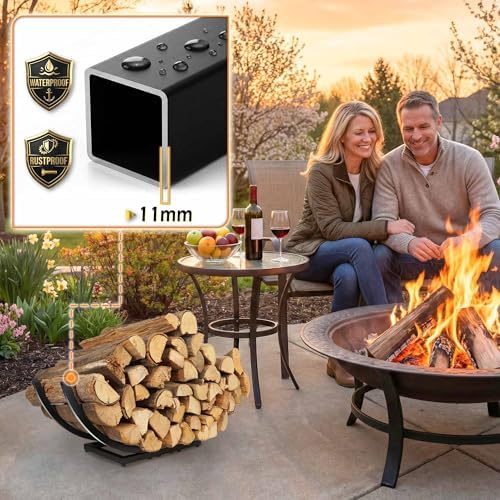 Heavy Duty Firewood Rack Outdoor: 22 Inch Logs Holder for Indoor Fireplace Metal Wood Storage Stacker Organizer, Rust-resistant Fire wood Rack for Backyard Patio Fire Pit