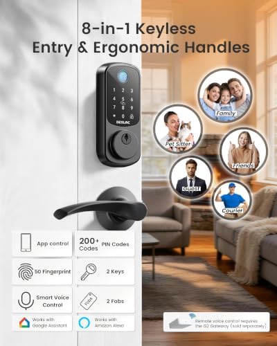 DESLOC B200 Fingerprint Smart Lock with 2 Ergonomic Curved Handles