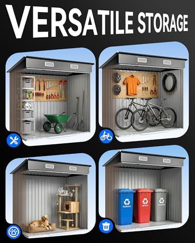 6x4FT Metal Outdoor Storage Shed with Lockable Sliding Door