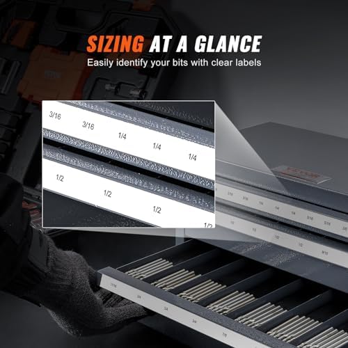 VEVOR End Mill Dispenser Cabinet, Three-Drawer, End Mill Organizer Cabinet Cold Rolled Steel, Organizer Cabinet Holder for Fractional Size from 1/8" to 1"