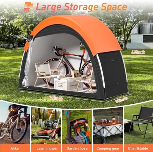 Upgraded Bike Tent with Rain Cover, Outdoor Storage Shed for 2-3 Bikes