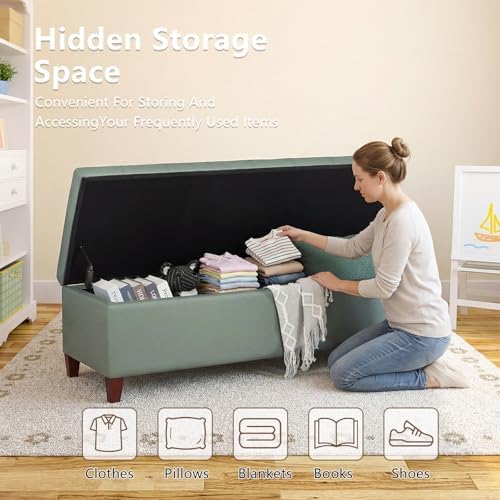 Joveco 51 Inch Storage Bench,Leather Tufted Storage Ottoman with Legs