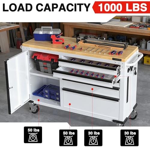WORKPRO 52" x 20" Rolling Tool Chest, 5-Drawer & 1-Door