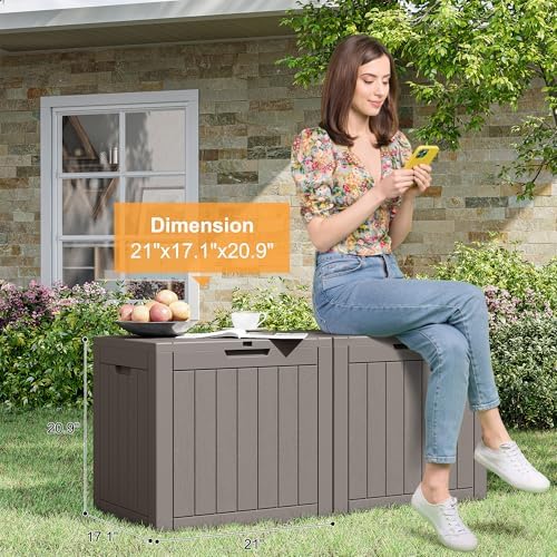 Outdoor Storage Box Waterproof, 32 Gallon Deck Box for Patio-2 Boxes