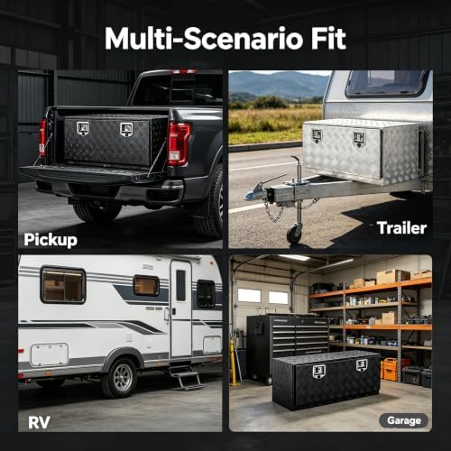 30 Inch Full Weld Aluminum Underbody Tool Box, Dual Anti-Pry Lock, Water Resistant, Anti-Deformation, Lockable Under Mount Large Storage Chest for Pickup Truck, Trailer, RV, ATV