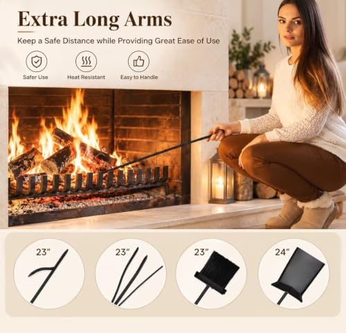 Tangkula 30'' Firewood Log Rack with 4 Tools Set for Indoor & Outdoor