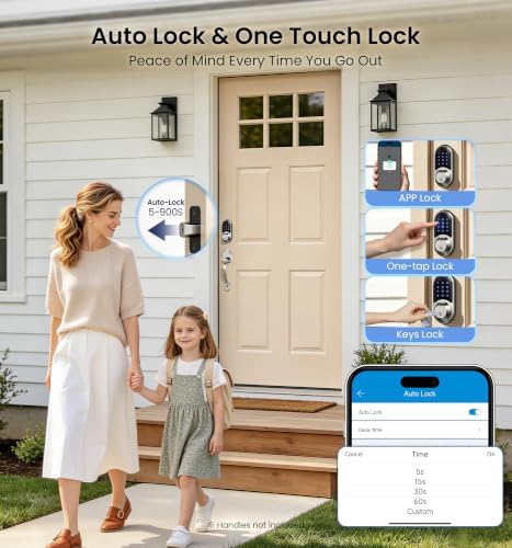 Veise RZ07 Fingerprint Smart Door Lock Deadbolt, App Control, Satin Nickel