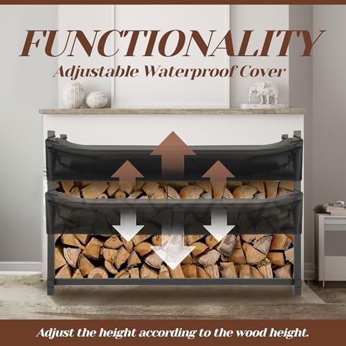 KUAFU 6FT Firewood Rack with Waterproof Cover for Outdoor Indoor Wood Log