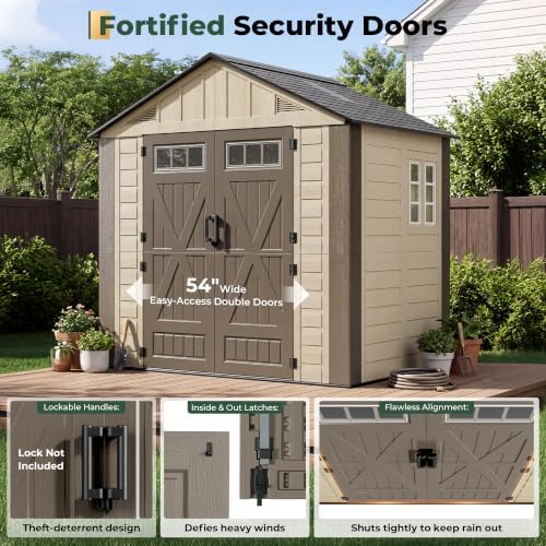 Resin Shed 8x6 FT Outdoor Storage Shed with Floor Included