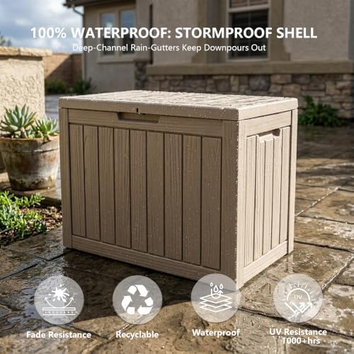 Outdoor Storage Box, 50 Gallon Waterproof Deck Box [Upgraded 3.0]
