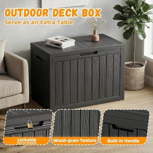 ROJIK 55 Gal Waterproof Deck Box Durable Outdoor Storage Box