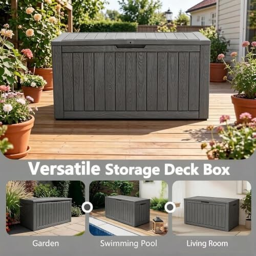 KAMABOKO 100 Gallon Outdoor Storage Box Waterproof Deck Box for Patio