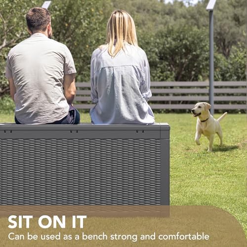 Devoko 100 Gallon Waterproof Deck Box, Resin Large Outdoor Storage Box