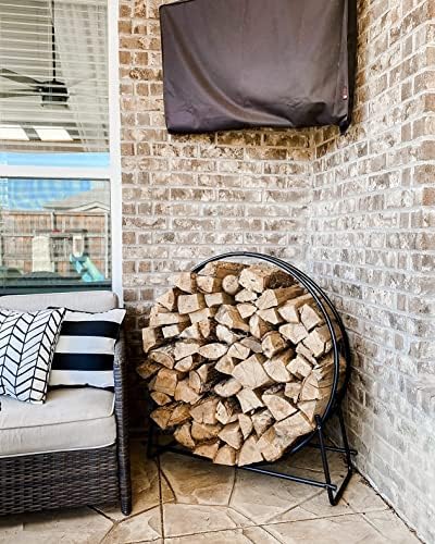 Goplus® 40-Inch Tubular Steel Log Hoop Firewood Storage Rack Holder Round Display