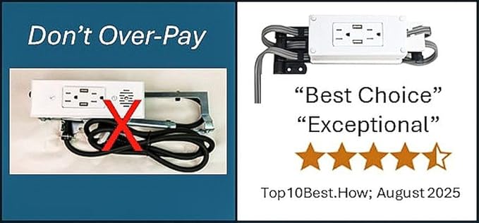 My Tidy Space Compact Combo USB-A USB-C 15 Amp in-Drawer Docking Station Outlet