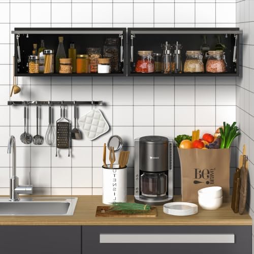 Metal Garage Wall Cabinet with Doors Side with Holes,13.8"H 1 Door Small Wall Hanging Tool Chest Cabinet ,Garage Storage Cabinet for Garage, Basement, Kitchen, Warehouse,Office, Bathroom-Black Gray